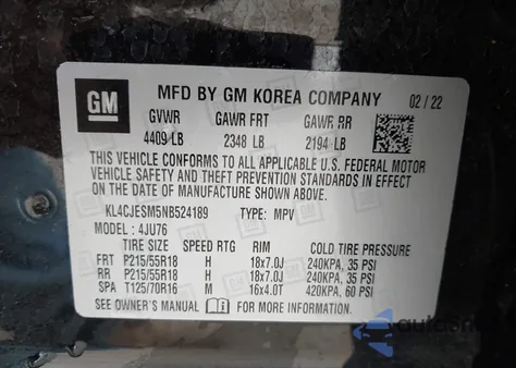 2022 Buick Encore Awd Preferred из США, поврежденный, VIN KL4CJESM5NB524189